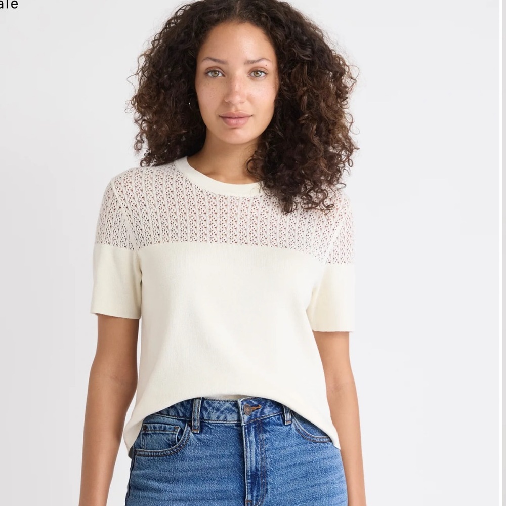 RW&CO Short Sleeve Lace Women's Sweater